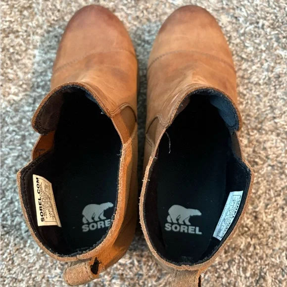 Sorel ladies wedge heel pull on suede and leather boots size 8 - Picture 8 of 9